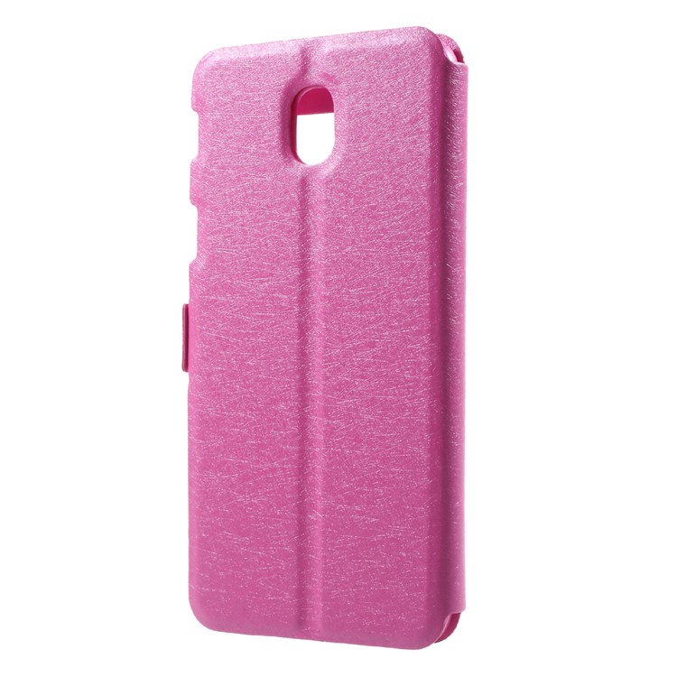 For Samsung Galaxy J7 (2017) EU Version Silk Skin Dual View Window Leather Stand Phone Cover - Rose-2
