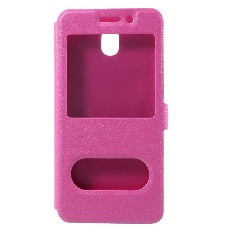 For Samsung Galaxy J7 (2017) EU Version Silk Skin Dual View Window Leather Stand Phone Cover - Rose-3