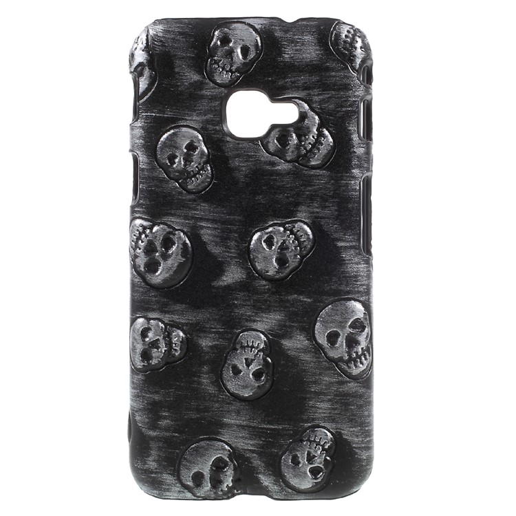 Leather Coated PC Mobile Cover for Samsung Galaxy Xcover 4 - Skull / Grey-1