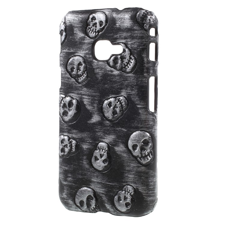 Leather Coated PC Mobile Cover for Samsung Galaxy Xcover 4 - Skull / Grey-2