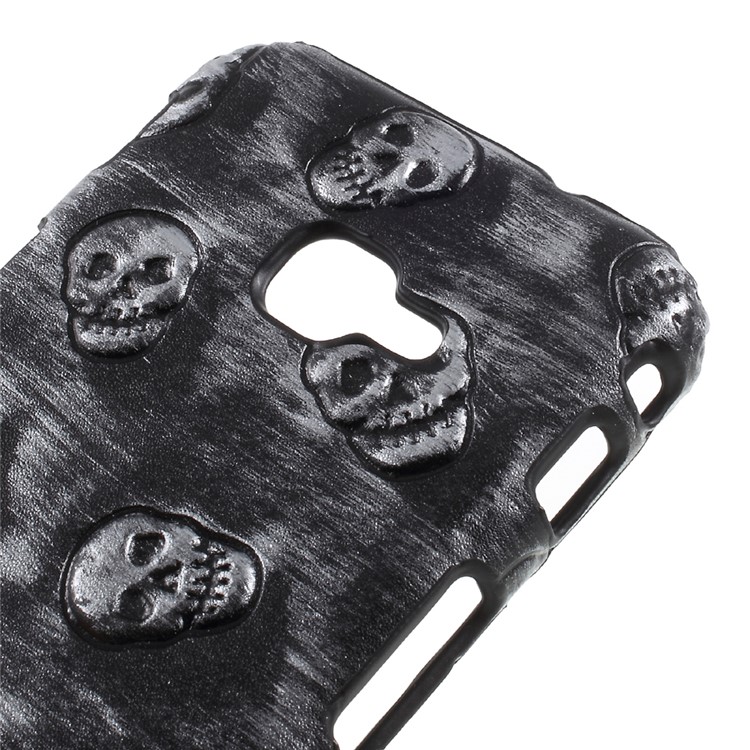 Leather Coated PC Mobile Cover for Samsung Galaxy Xcover 4 - Skull / Grey-4