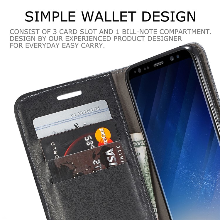 MUXMA Leather Canvas Splicing Stand Mobile Phone Casing for Samsung Galaxy S8 G950 - Black-12