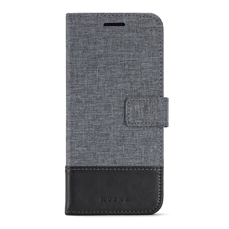MUXMA Leather Canvas Splicing Stand Mobile Phone Casing for Samsung Galaxy S8 G950 - Black-6