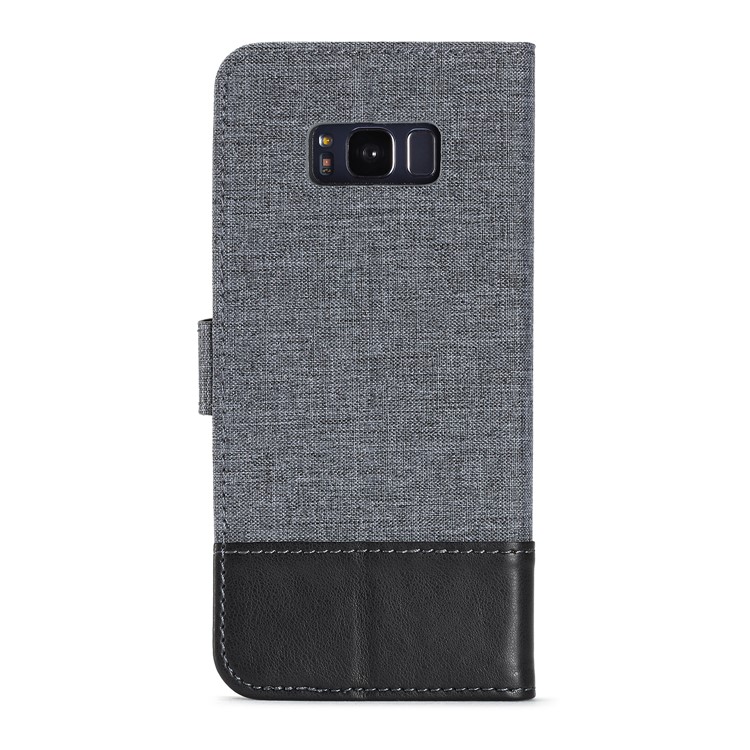 MUXMA Leather Canvas Splicing Stand Mobile Phone Casing for Samsung Galaxy S8 G950 - Black-7