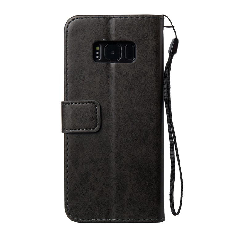 Imprint Skull Flowers Leather Wallet Case for Samsung Galaxy S8 G950 - Black-3