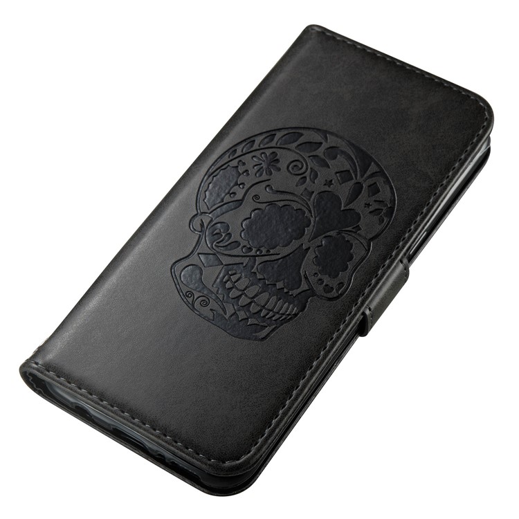 Imprint Skull Flowers Leather Wallet Case for Samsung Galaxy S8 G950 - Black-8