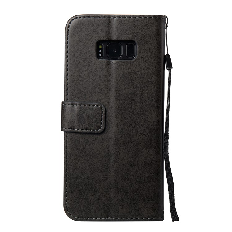 Imprint Skull Flowers Leather Wallet Cover for Samsung Galaxy S8 Plus SM-G955 - Black-3