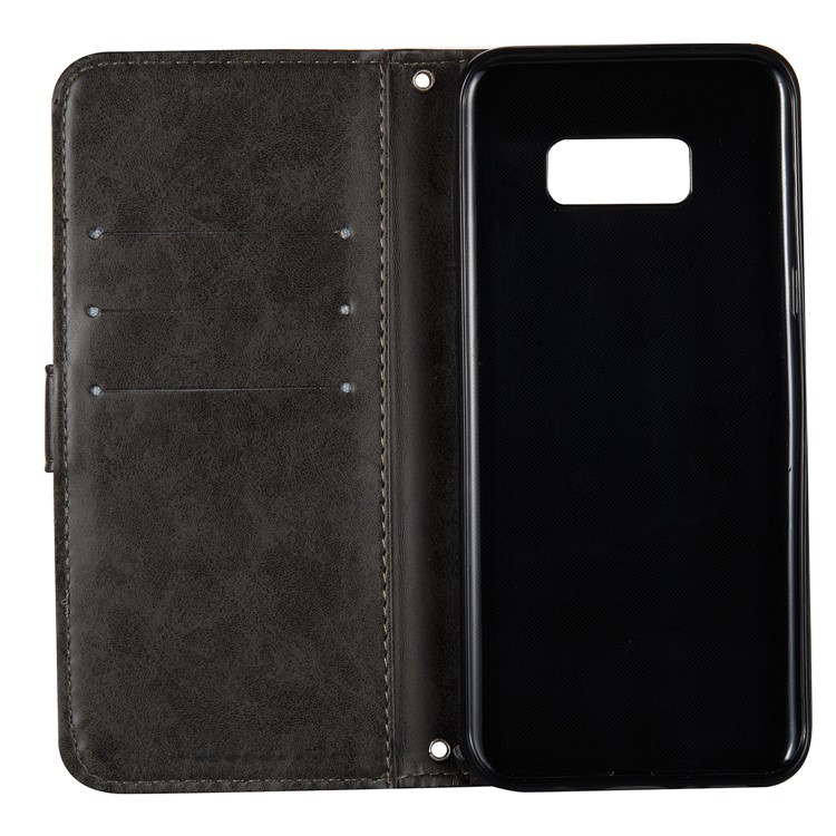 Imprint Skull Flowers Leather Wallet Cover for Samsung Galaxy S8 Plus SM-G955 - Black-4