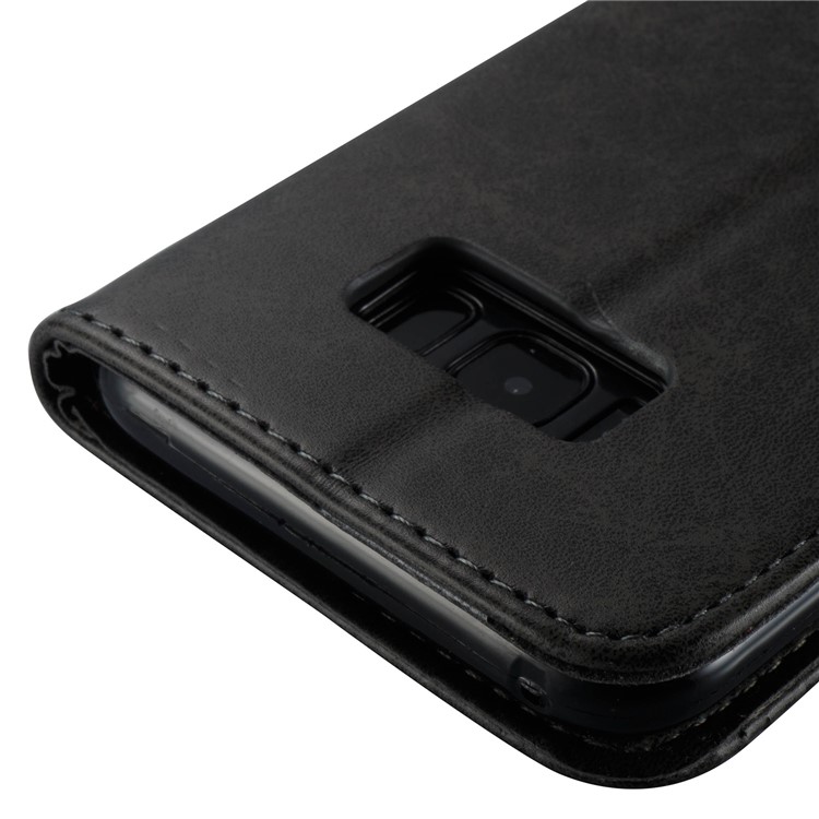 Imprint Skull Flowers Leather Wallet Cover for Samsung Galaxy S8 Plus SM-G955 - Black-9