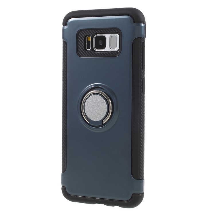 Magnetic Ring Holder TPU PC Case Accessory for Samsung Galaxy S8 Plus SM-G955 - Baby Blue-2