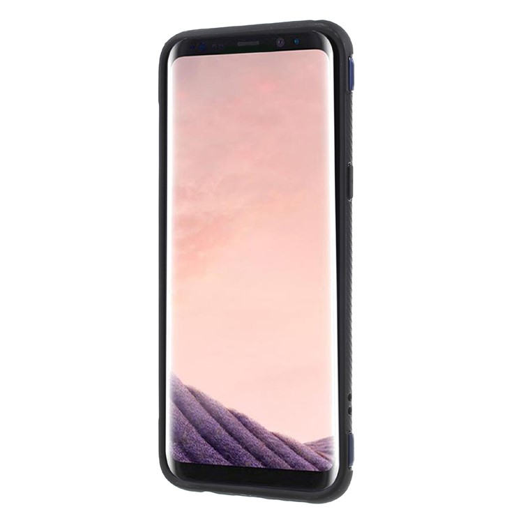 For Samsung Galaxy S8+ SM-G955 Magnetic Ring Holder TPU PC Hard Case Shell - Dark Blue-3