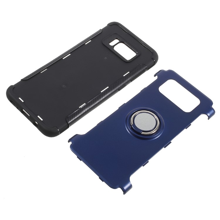 For Samsung Galaxy S8+ SM-G955 Magnetic Ring Holder TPU PC Hard Case Shell - Dark Blue-6