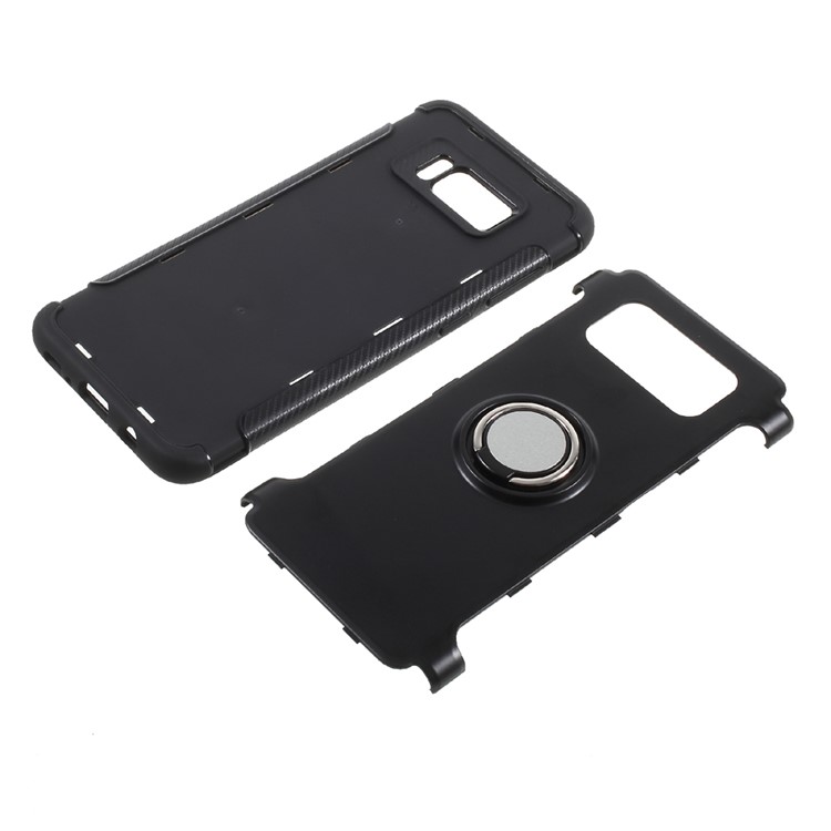 Magnetic Ring Holder TPU PC Back Case for Samsung Galaxy S8 G950 - Black-11