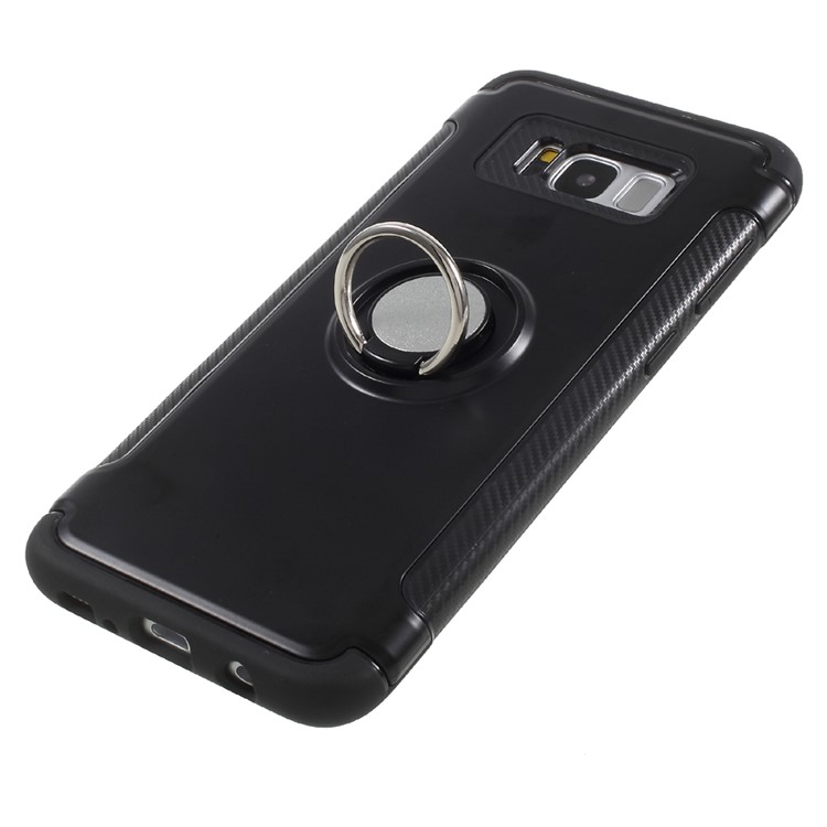 Magnetic Ring Holder TPU PC Back Case for Samsung Galaxy S8 G950 - Black-6