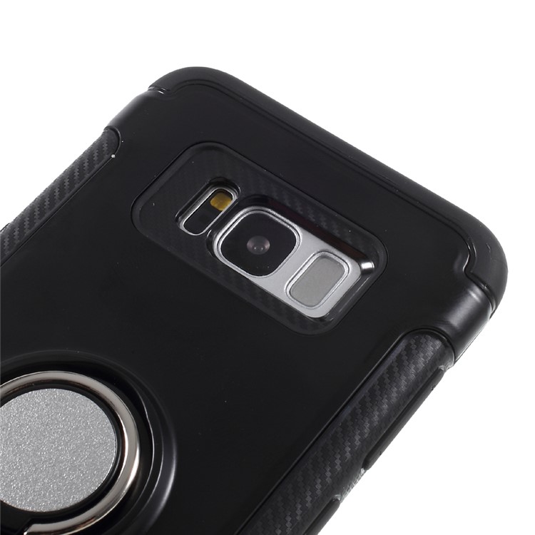 Magnetic Ring Holder TPU PC Back Case for Samsung Galaxy S8 G950 - Black-7