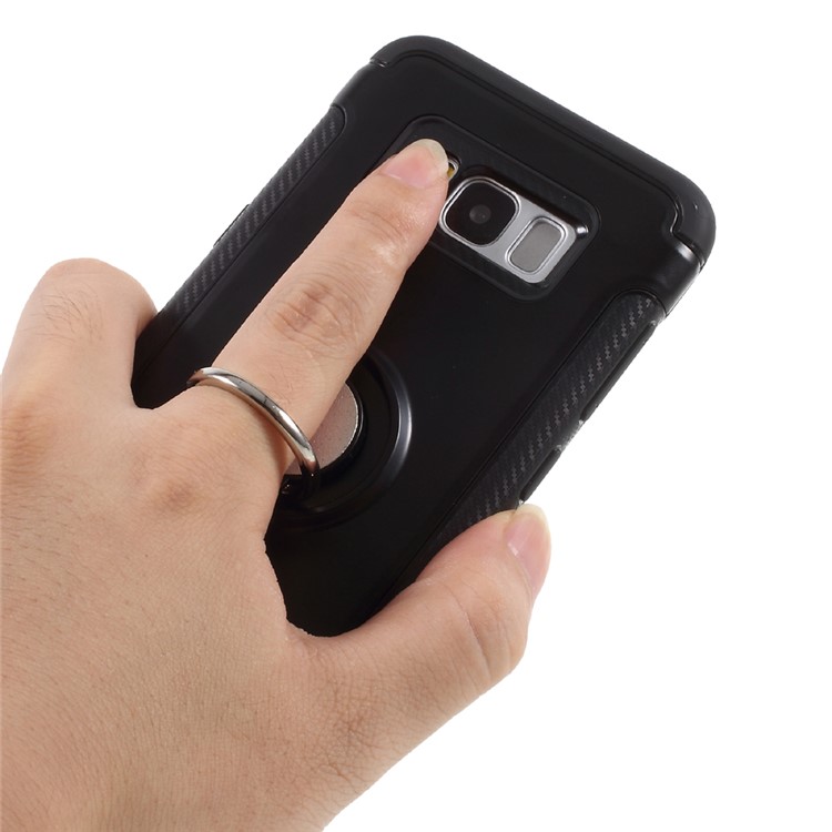 Magnetic Ring Holder TPU PC Back Case for Samsung Galaxy S8 G950 - Black-9