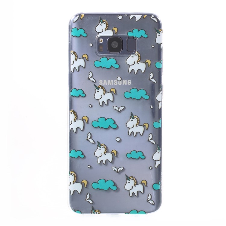 Super Thin Pattern Printing TPU Back Case for Samsung Galaxy S8+ G955 - White Horses-1