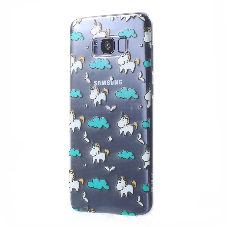 Super Thin Pattern Printing TPU Back Case for Samsung Galaxy S8+ G955 - White Horses-3