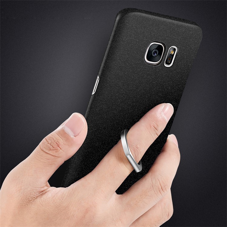 MSVII Ultra-thin Protective Hard Plastic Phone Case with Finger Ring Holder for Samsung Galaxy S7 SM-G930 - Black-3