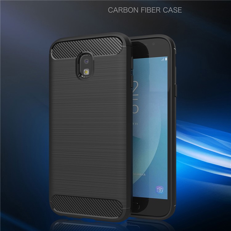 Carbon Fiber Texture Brushed TPU Back Cover Case for Samsung Galaxy J3 (2017) EU Version - Black-2
