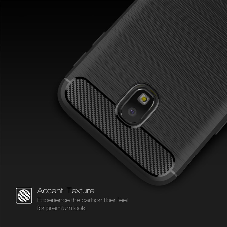 Carbon Fiber Texture Brushed TPU Back Cover Case for Samsung Galaxy J3 (2017) EU Version - Black-4