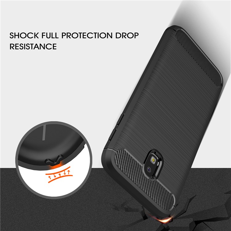 Carbon Fiber Texture Brushed TPU Back Cover Case for Samsung Galaxy J3 (2017) EU Version - Black-6