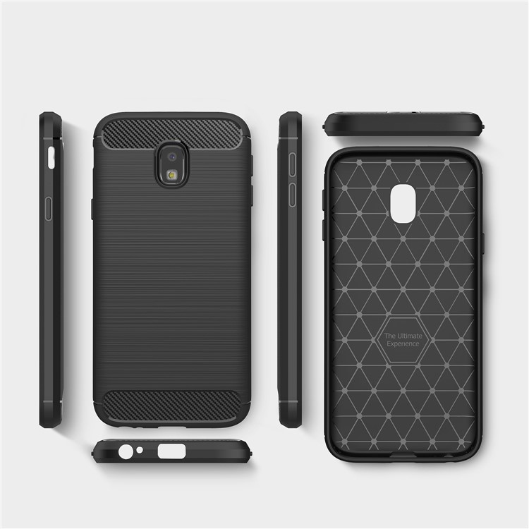 Carbon Fiber Texture Brushed TPU Back Cover Case for Samsung Galaxy J3 (2017) EU Version - Black-9