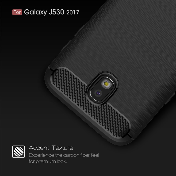 Caixa TPU Escovada de Fibra de Carbono Para Samsung Galaxy J5 (2017) Versão da ue - Preto-4