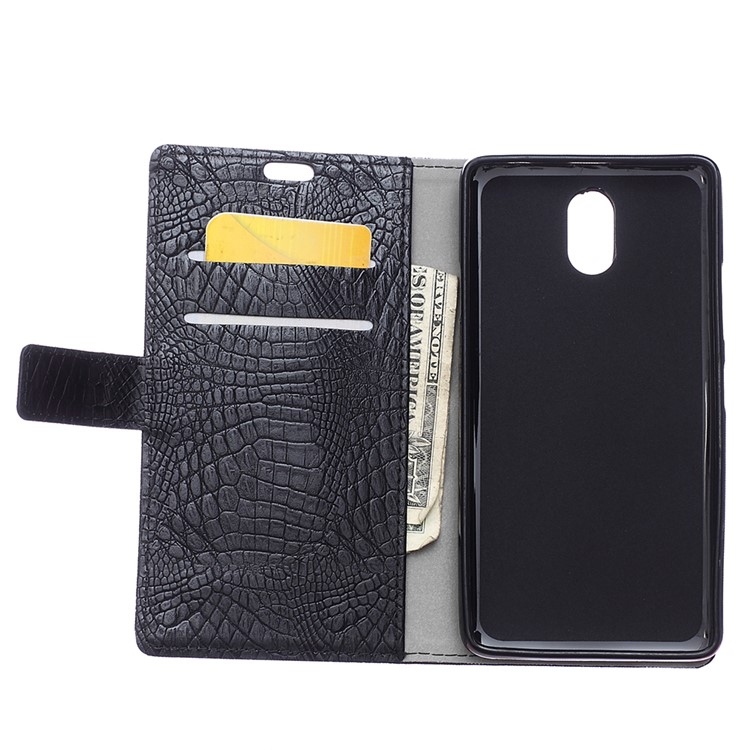 Crocodile Skin Wallet Leather Stand Phone Protector for Samsung Galaxy J5 (2017) EU Version - Black-4