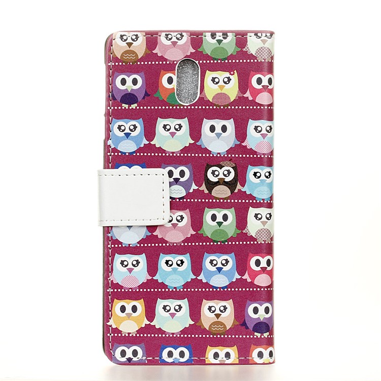 Pattern Printing Leather Wallet Mobile Phone Case for Samsung Galaxy J5 (2017) EU Version - Purple Background Owls-2