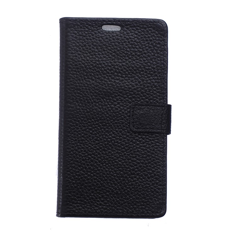 Litchi Grain Genuine Leather Wallet Phone Case for Samsung Galaxy J5 (2017) EU Version - Black-1
