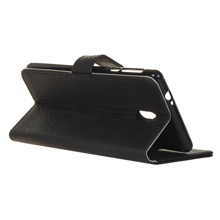 For Samsung Galaxy J7 (2017) EU Version Litchi Grain Genuine Leather Wallet Stand Case - Black-5