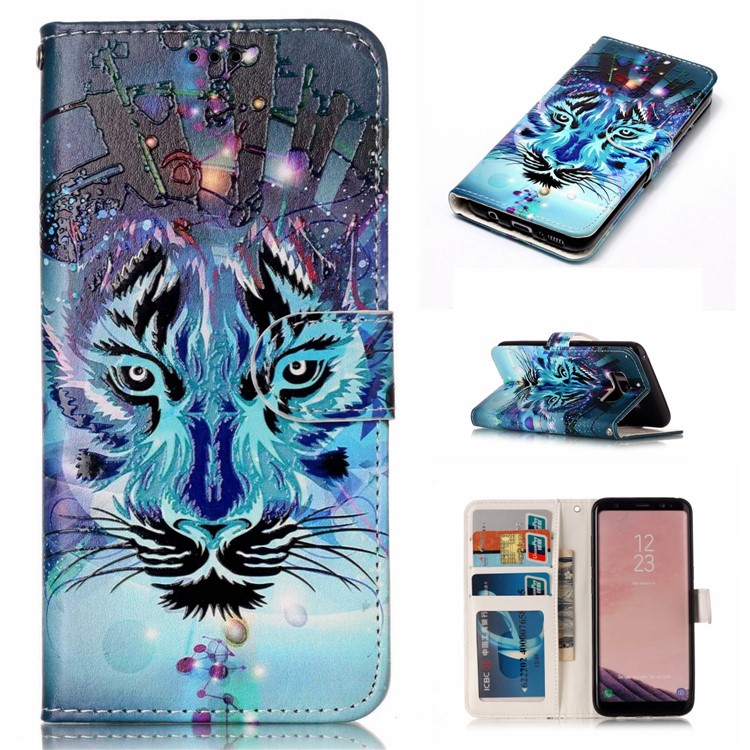 Pattern Printing Embossed Leather Protective Phone Case for Samsung Galaxy S8 G950 - Tiger-1