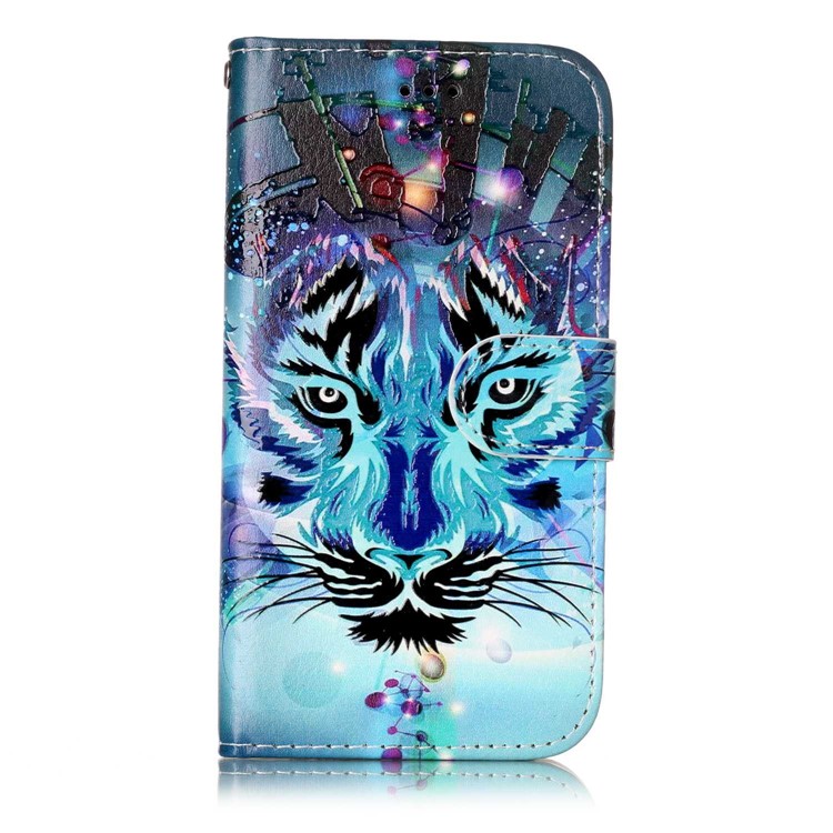 Pattern Printing Embossed Glossy Leather Protective Phone Case for Samsung Galaxy A3 (2017) - Tiger-2