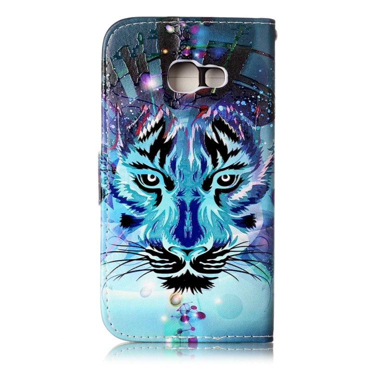Pattern Printing Embossed Glossy Leather Protective Phone Case for Samsung Galaxy A3 (2017) - Tiger-3
