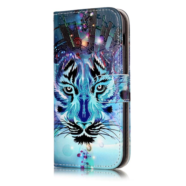 Pattern Printing Embossed Glossy Leather Protective Phone Case for Samsung Galaxy A3 (2017) - Tiger-4