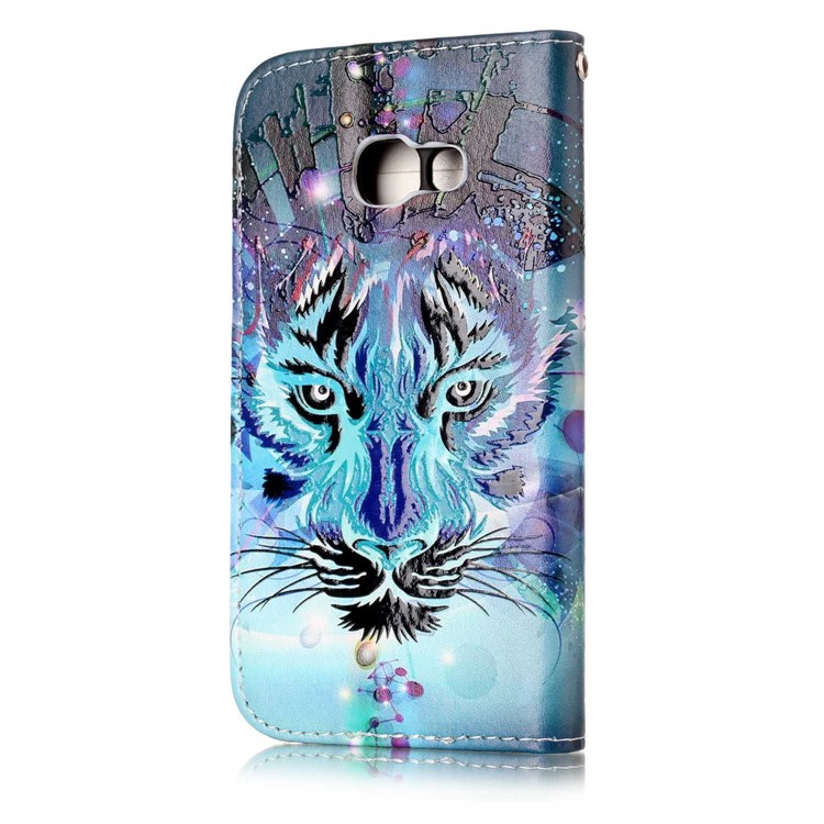 Pattern Printing Embossed Glossy Leather Protective Phone Case for Samsung Galaxy A3 (2017) - Tiger-5