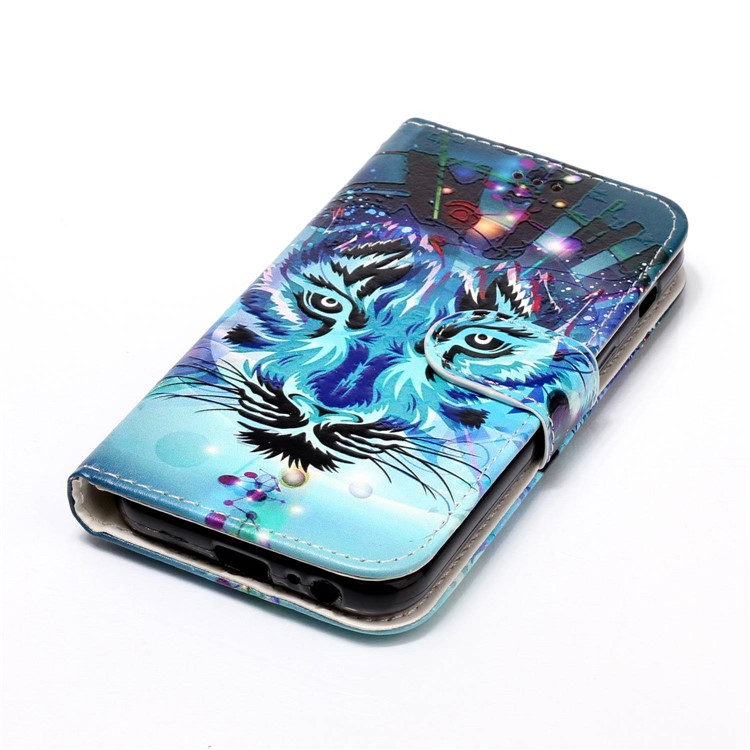 Pattern Printing Embossed Glossy Leather Protective Phone Case for Samsung Galaxy A3 (2017) - Tiger-6