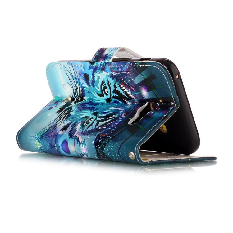 Pattern Printing Embossed Glossy Leather Protective Phone Case for Samsung Galaxy A3 (2017) - Tiger-7