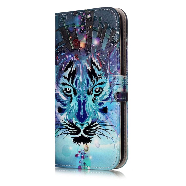Pattern Printing Embossed Glossy Leather Protective Phone Case for Samsung Galaxy A5 (2017) SM-A520 - Tiger-4