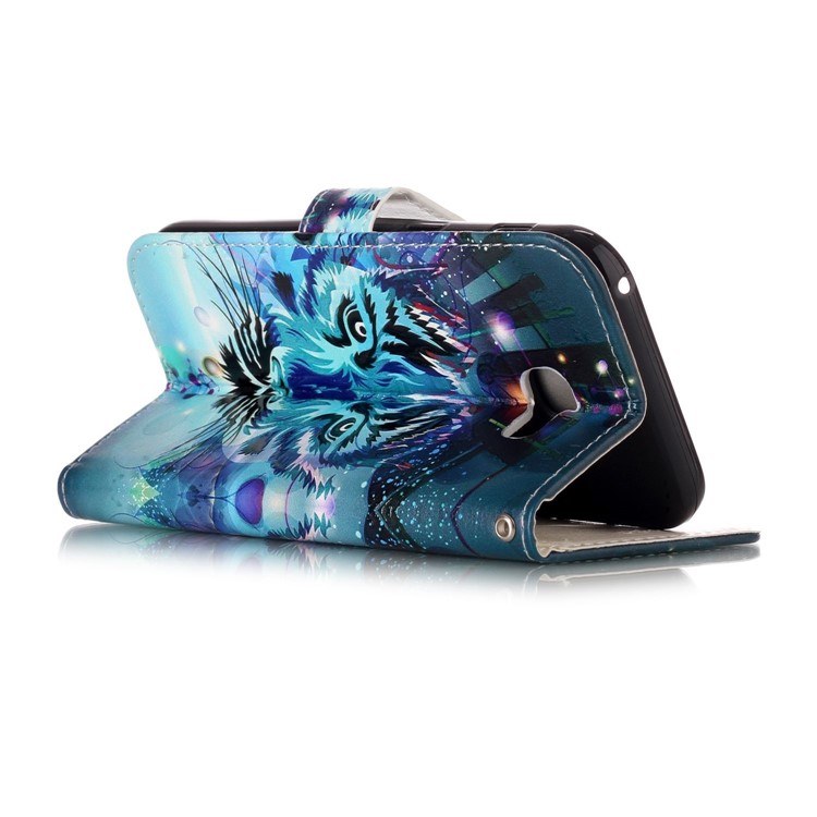 Pattern Printing Embossed Glossy Leather Protective Phone Case for Samsung Galaxy A5 (2017) SM-A520 - Tiger-7