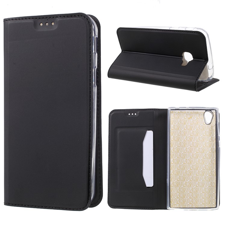 Ultra-thin Stand Leather Mobile Phone Case for Samsung Galaxy Xcover 4 - Black-1