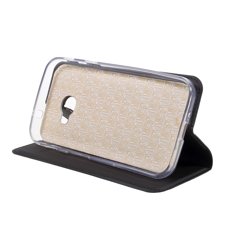 Ultra-thin Stand Leather Mobile Phone Case for Samsung Galaxy Xcover 4 - Black-3