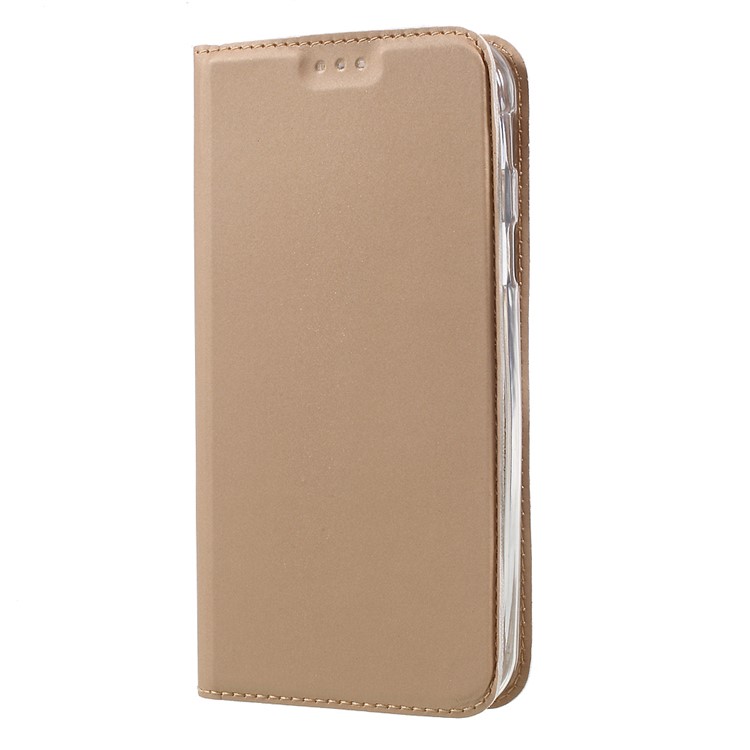 Ultra-thin stand leather mobile phone casing cover for samsung galaxy xcover 4 - gold