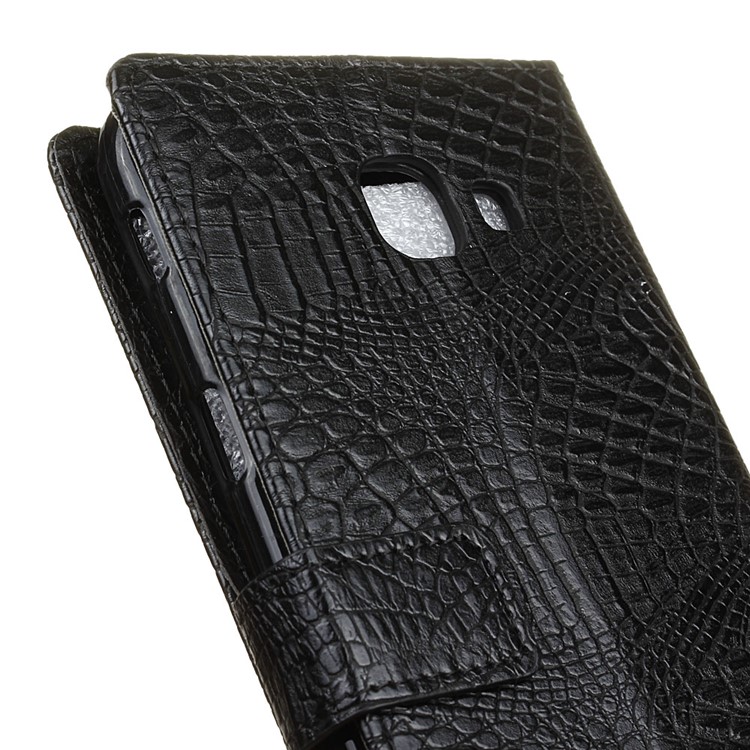 Crocodile Leather Wallet Mobile Phone Casing for Samsung Galaxy J7 Max - Black-3