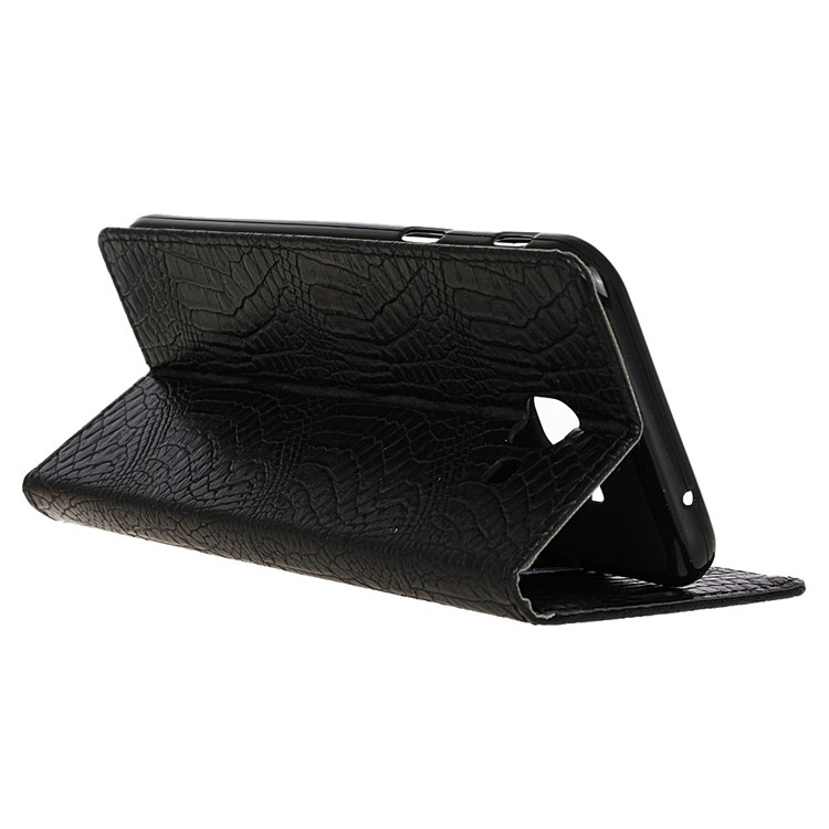 Crocodile Leather Wallet Mobile Phone Casing for Samsung Galaxy J7 Max - Black-6