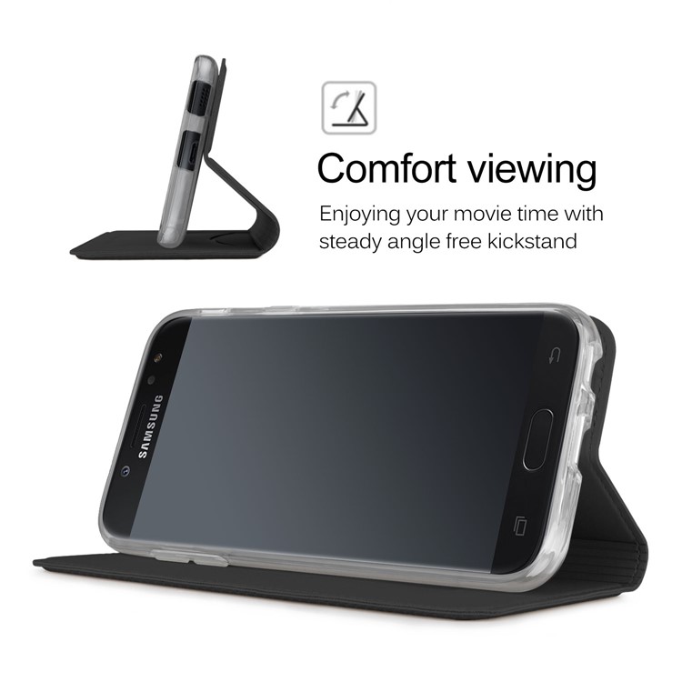 Auto-absorbed Leather Card Holder Stand Case for Samsung Galaxy J3 (2017) EU Version - Black-6