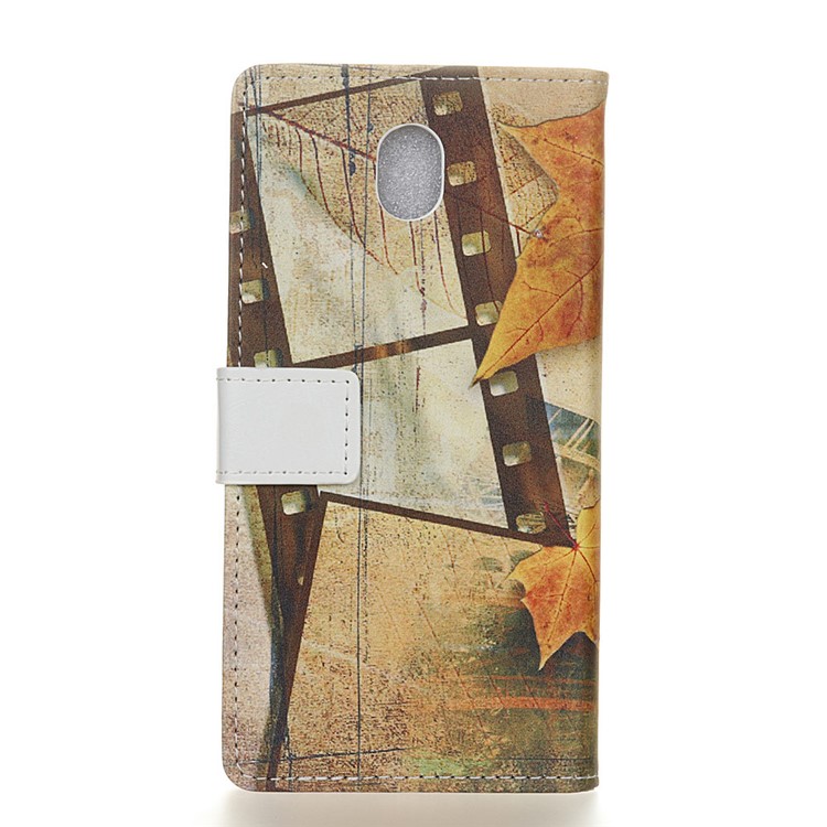 Patterned Leather Wallet Phone Casing for Samsung Galaxy J5 (2017) EU Version - Eiffel Tower and Maple Leaves-2