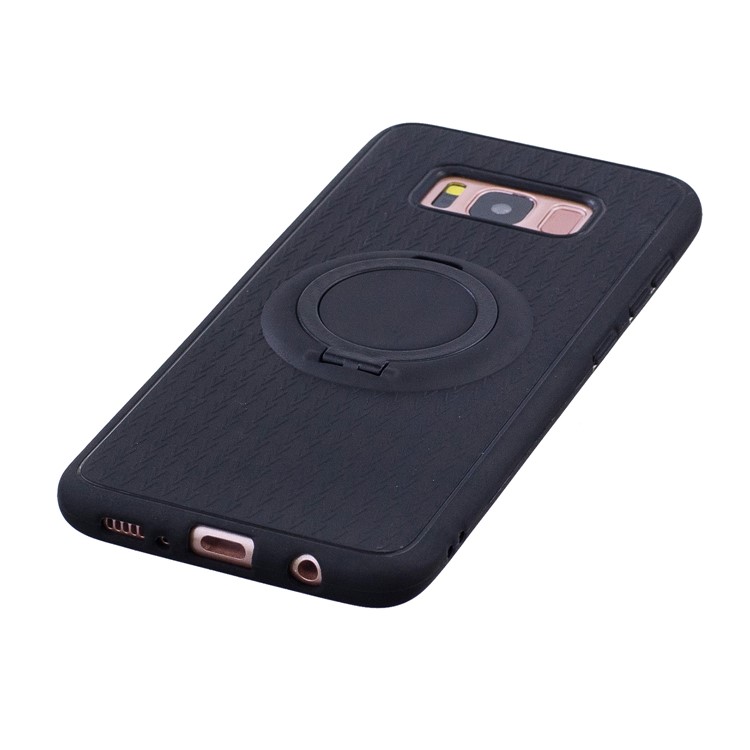 Soft Silicone Mobile Cover with Finger Ring Holder for Samsung Galaxy S8 SM-G950 - Black-3