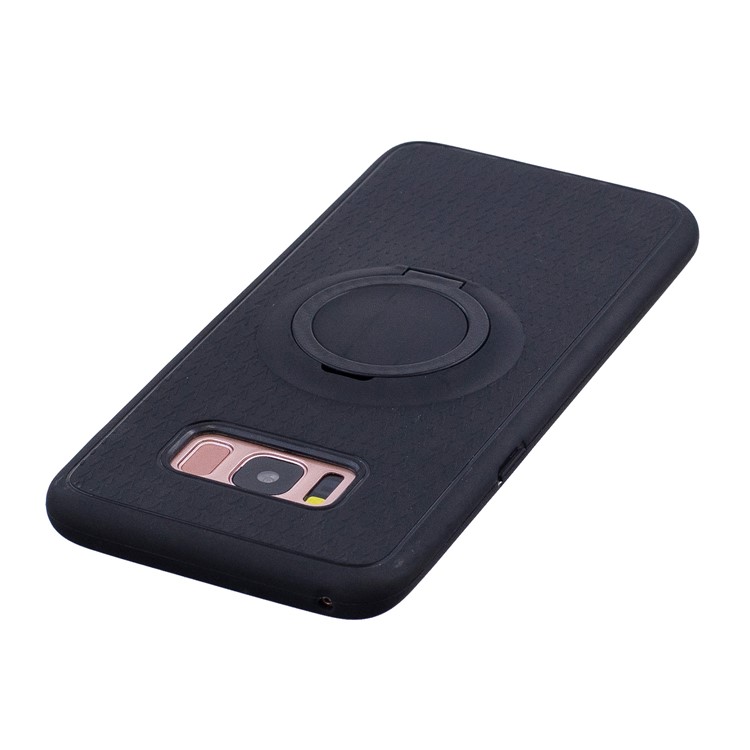 Soft Silicone Mobile Cover with Finger Ring Holder for Samsung Galaxy S8 SM-G950 - Black-4